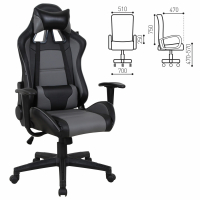 Кресло компьютерное BRABIX "GT Racer GM-100", две подушки, экокожа, черное/серое, 531926 (531926)