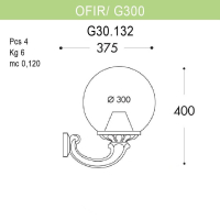 Уличный настенный светильник Fumagalli Ofir/G300 G30.132.000.AZE27