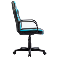 Кресло компьютерное BRABIX "Stripe GM-202", экокожа, черное/голубое, 532509 (532509)