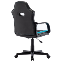 Кресло компьютерное BRABIX "Stripe GM-202", экокожа, черное/голубое, 532509 (532509)