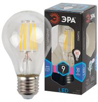 Лампа светодиодная филаментная ЭРА E27 9W 4000K прозрачная F-LED A60-9W-840-E27 Б0043434