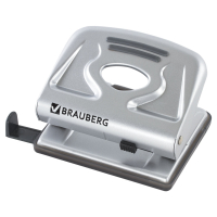 Дырокол металлический BRAUBERG "Metallic", до 20 листов, серебристый, 224339 (224339)