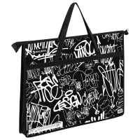 Папка для рисунков и чертежей с ручками BRAUBERG А3, пластик, молния сверху, "Graffiti", 272233