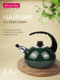 Эмалированный чайник со свистком 2.5л Kamille 1039D